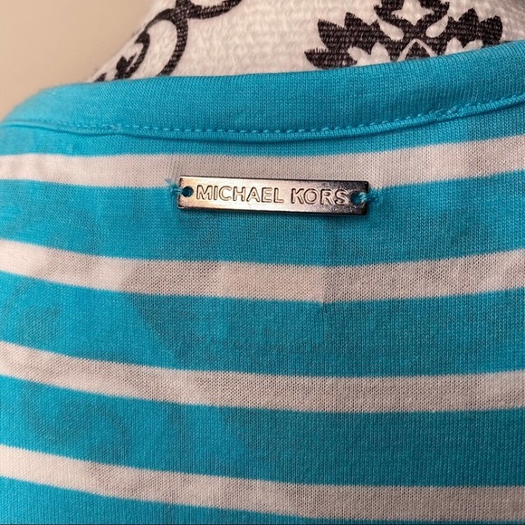 MICHAEL KORS Teal & White Striped Tank Top size Small* - Picture 4 of 7